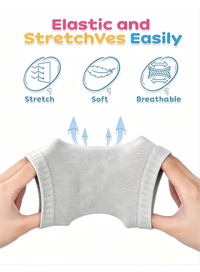 5 Pairs Baby Knee Pads for Crawling, Breathable Elastic Cotton Crawling Knee Pads, Cute Unisex Baby Knee Protector for Baby Toddler (Light Gray) - Image 4