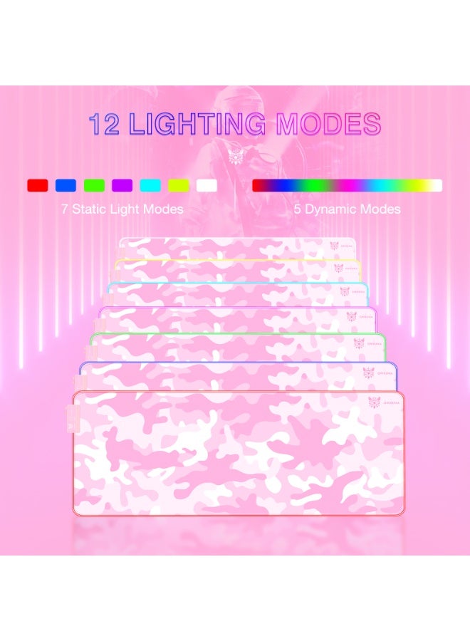 onikuma Large gaming mouse pad，With light strip，pink - Image 3