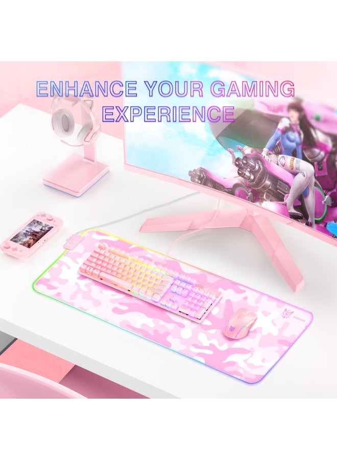 onikuma Large gaming mouse pad，With light strip，pink - Image 2