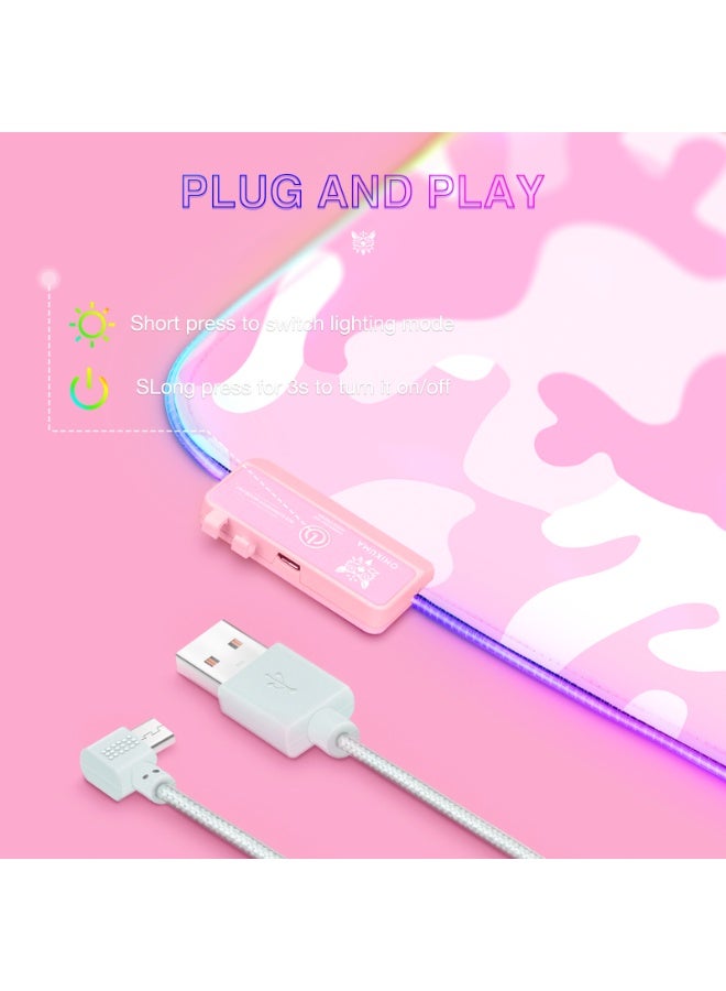 onikuma Large gaming mouse pad，With light strip，pink - Image 4