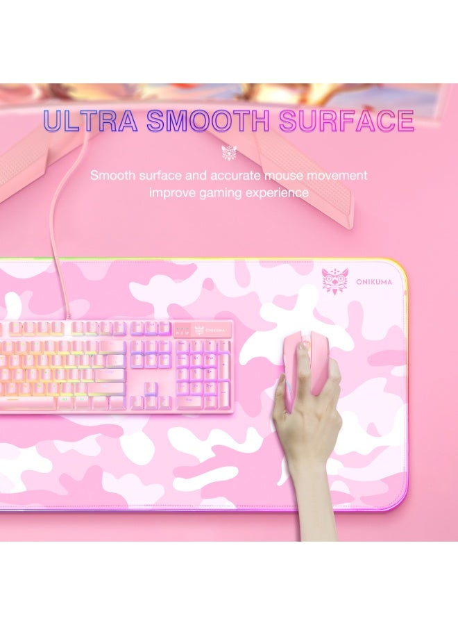 onikuma Large gaming mouse pad，With light strip，pink - Image 5