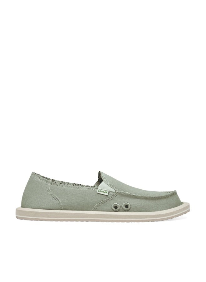 Sanuk Womens Donna Hemp Loafers | Womens Shoes | Slip On Shoes for Women | Women's Slip-on Loafers | Memory Foam Footbed, Olive Grey, 7 - Image 1