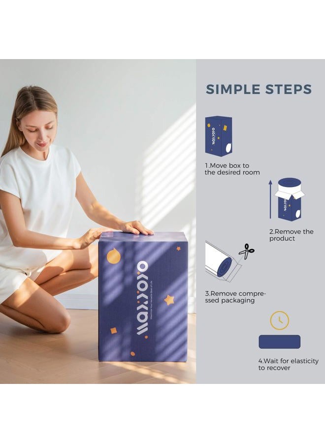 MAXYOYO Futon Mattress, Padded Japanese Floor Mattress Quilted Bed Mattress Topper, Extra Thick Folding Sleeping Pad Breathable Floor Lounger Guest Bed for Camping Couch, Navy, Queen - Image 3