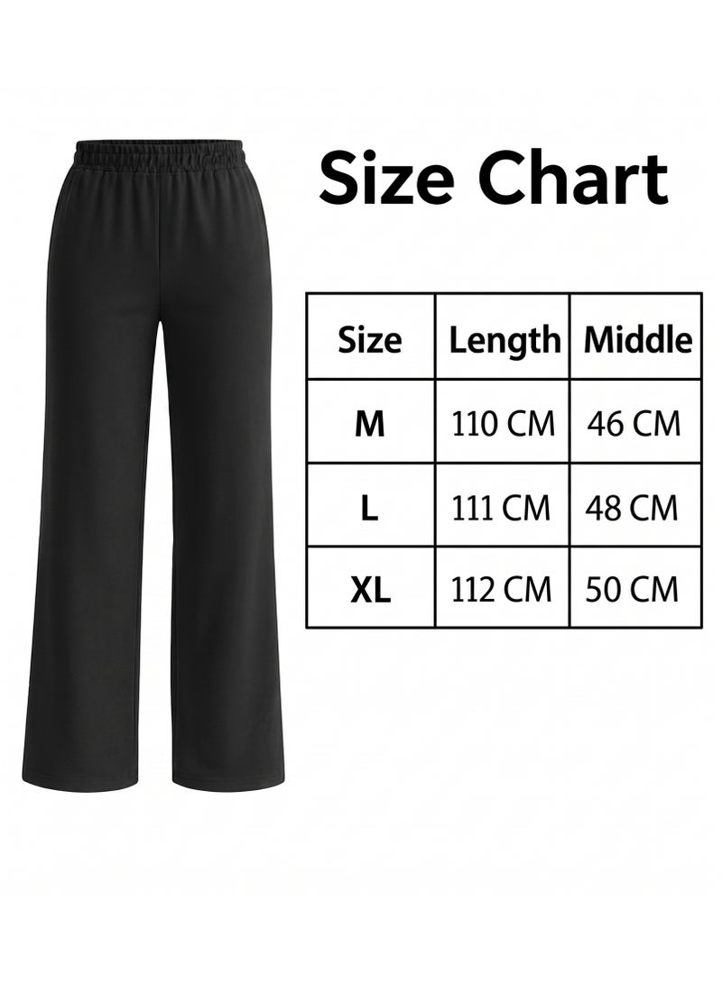 Soft Steps Women’s Black Linen Blend Wide Leg Pants with Elastic Waist & Drawstring – Relaxed Fit Casual Trousers Size L - Image 3