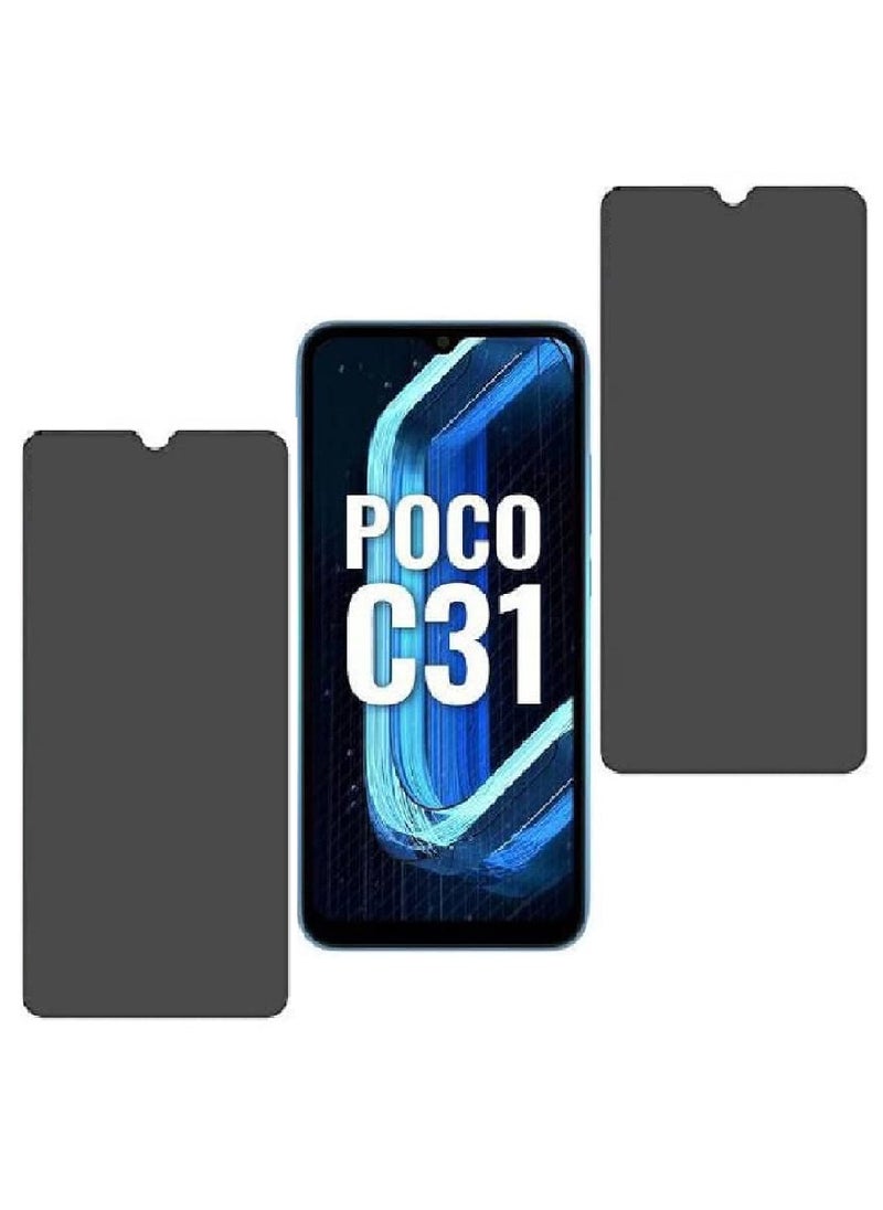 Super 2 Pieces Tempered Glass Screen Protector Anti-Spy Privacy Designed For Xiaomi Poco C31 Full Screen Coverage And Bubble Free - Image 1