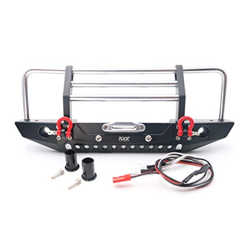 KYX Racing Alloy Front Bumper with LED Lights Upgrades Parts Accessories for RC Crawler Car Axial SCX10 II 90046 Traxxas TRX4 TRX4 Redcat Gen8 Scout II - Image 1
