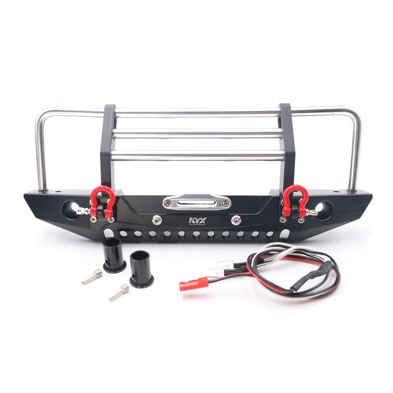 KYX Racing Alloy Front Bumper with LED Lights Upgrades Parts Accessories for RC Crawler Car Axial SCX10 II 90046 Traxxas TRX4 TRX4 Redcat Gen8 Scout II - Image 2