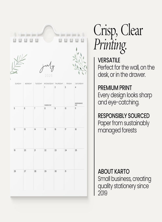 Karto Small Wall Calendar 2026 - Vertical 6x9 inch January 2026 to June 2027 - Small, Versatile, and Easy Planning with the Aesthetic Desk Monthly Calendar - Greenery - Image 3