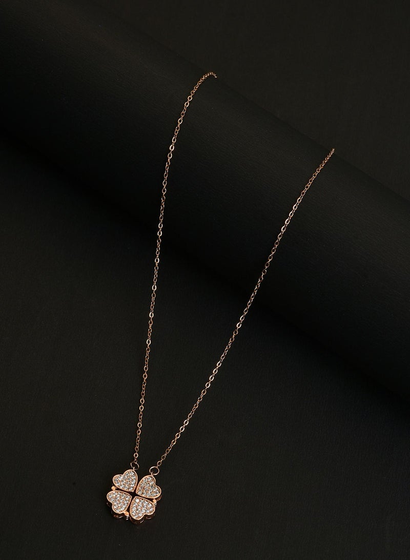 SOHI Stones Studded Heart Shaped Artificial Pendant Necklace Jewellery - Image 2
