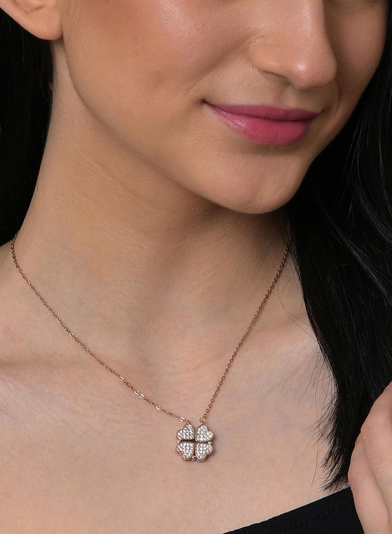 SOHI Stones Studded Heart Shaped Artificial Pendant Necklace Jewellery - Image 3