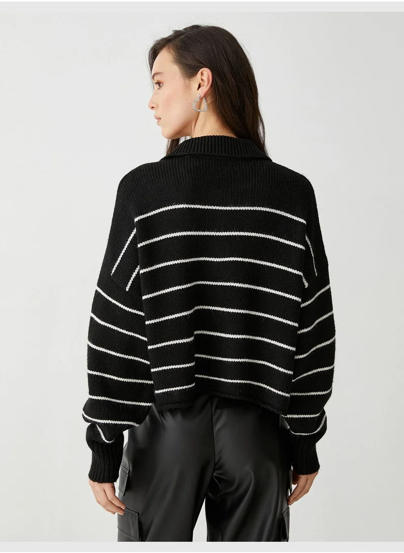 KOTON Polo Neck Top Button Oversized Sweater