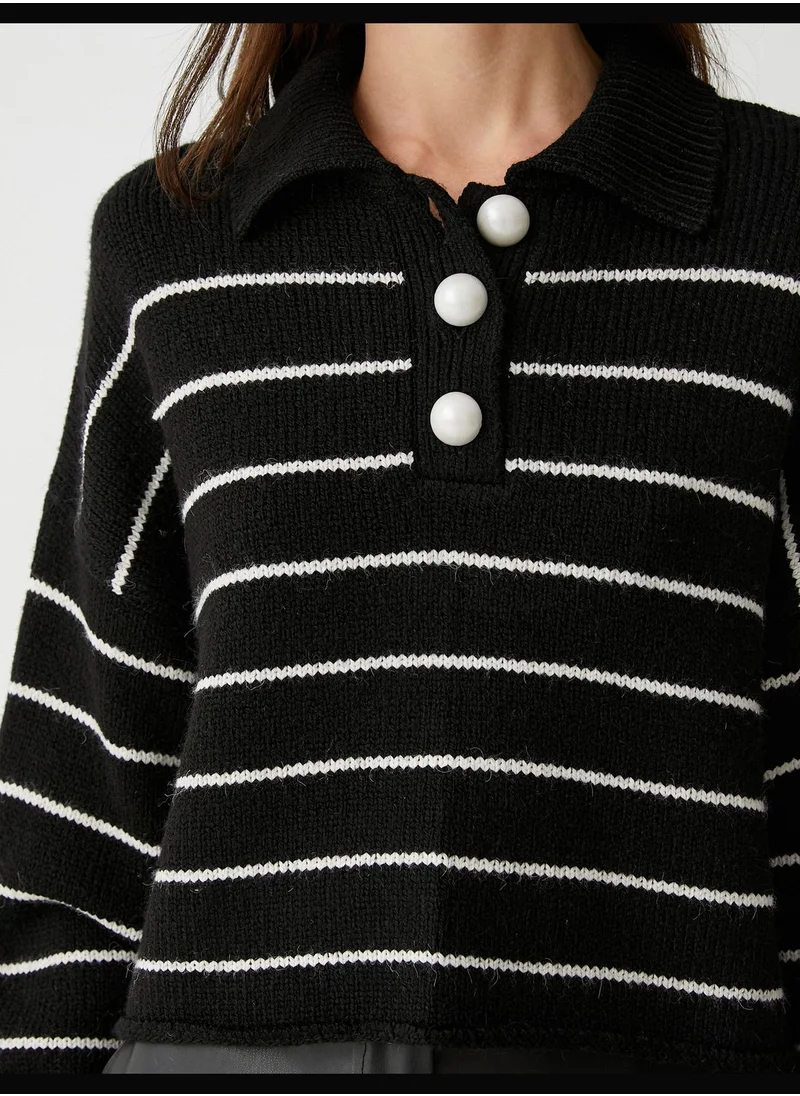 KOTON Polo Neck Top Button Oversized Sweater