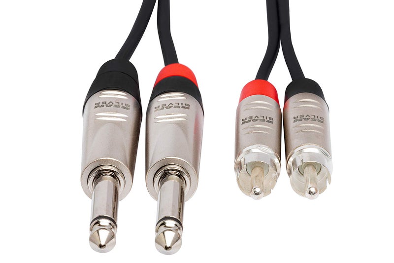 Hosa هوسا HPR-010X2 برو ستيريو إنتركونكت، مزدوج REAN 1/4 بوصة TS إلى RCA، 10 أقدام - Image 4