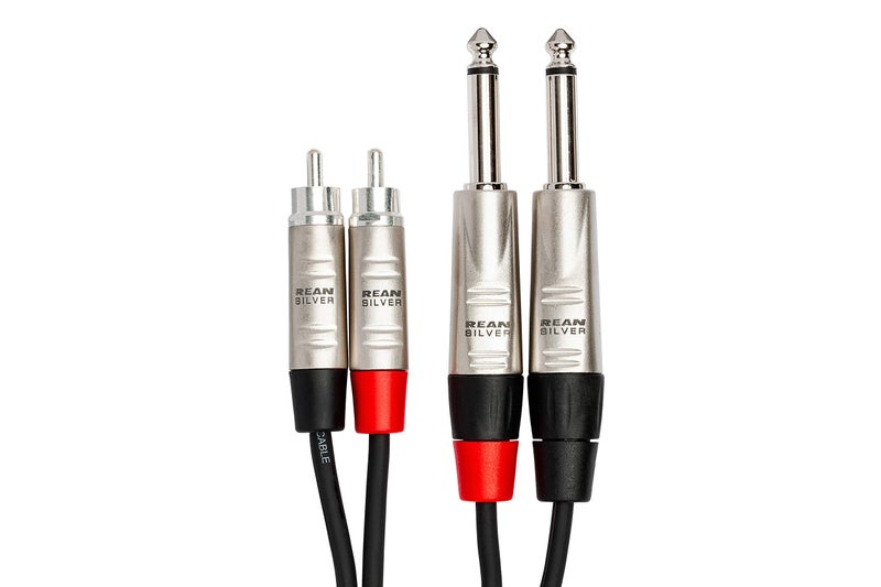Hosa هوسا HPR-010X2 برو ستيريو إنتركونكت، مزدوج REAN 1/4 بوصة TS إلى RCA، 10 أقدام - Image 3