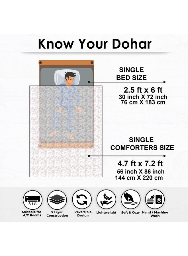 ستوري@هوم لحاف سرير فردي من Story@Home | بطانية قطنية 100% لسرير فردي | 150 جرام لكل متر مربع | 144×220 سم | لحاف مكيف هواء لسرير فردي | وردي فاتح وأبيض | نقشة زهور | لحاف | دوهار | هدية مثالية للاحتفال  - Image 2