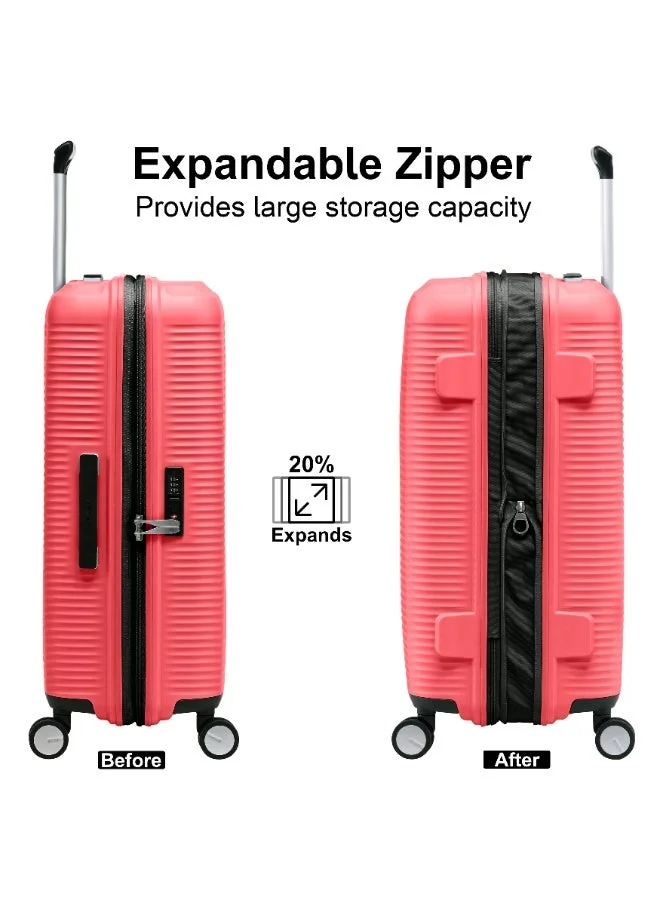 eminent Sugar Coral Hard Case Checked Bag 28 inch Travel Bag Unisex PP Luggage Trolley Lightweight Expandable 4 Double Spinner Wheel Travel Suitcase with TSA Lock and Safe Zippers, B0013, Sugar Coral  | Best Price UAE