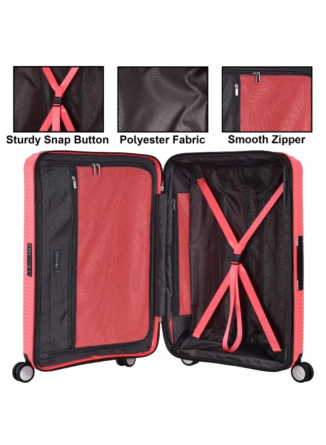 eminent Sugar Coral Hard Case Checked Bag 28 inch Travel Bag Unisex PP Luggage Trolley Lightweight Expandable 4 Double Spinner Wheel Travel Suitcase with TSA Lock and Safe Zippers, B0013, Sugar Coral  | Best Price UAE