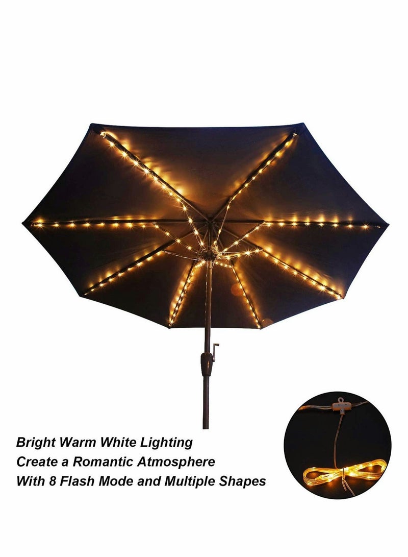 Patio Umbrella Lights Solar Powered Outdoor 8 Modes Light Waterproof Pole for Camping Tents - Image 1