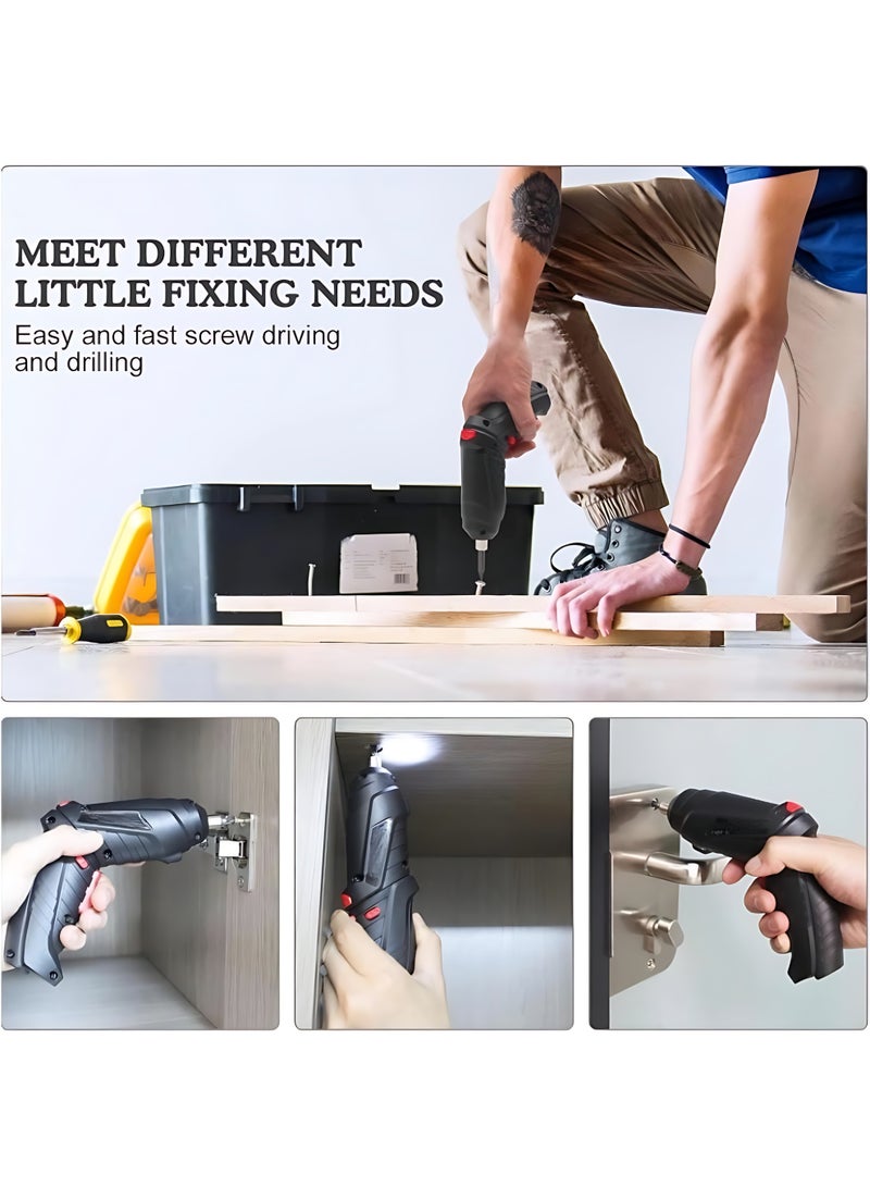 مجموعة مفكات كهربائية متعددة الوظائف، مفك براغي قابل للطي يعمل ببطارية ليثيوم قابلة لإعادة الشحن للاستخدام المنزلي، تصميم مريح على شكل مسدس. - Image 3