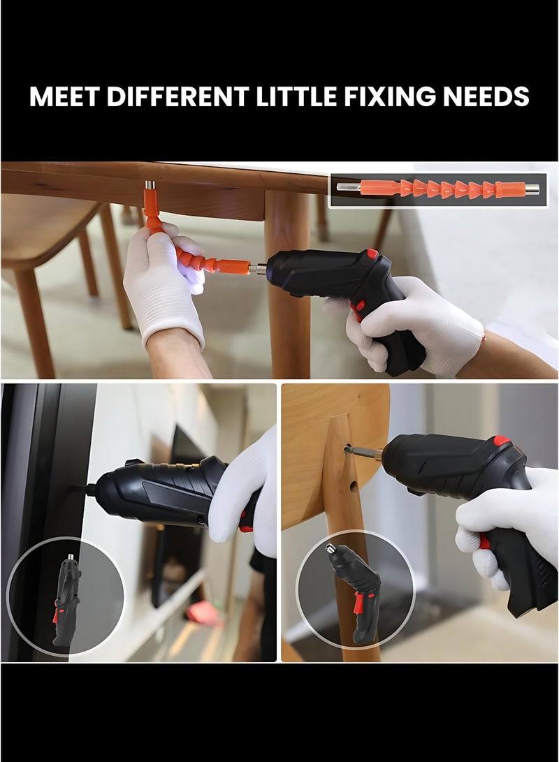 مجموعة مفكات كهربائية متعددة الوظائف، مفك براغي قابل للطي يعمل ببطارية ليثيوم قابلة لإعادة الشحن للاستخدام المنزلي، تصميم مريح على شكل مسدس. - Image 4