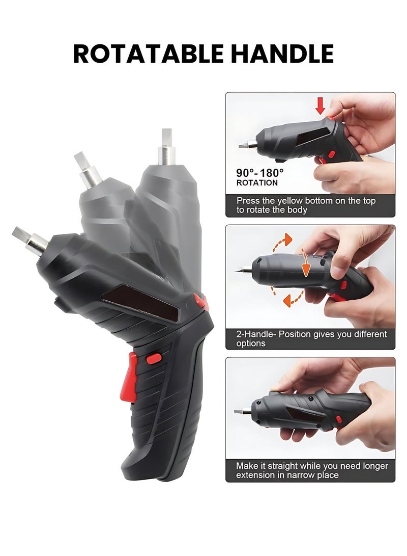 Cordless Electric Screwdriver Set 3.6V Rechargeable, 47PCS Power Screwdriver Kit with USB Charging, 3Nm Torque, Foldable Handle for Home DIY & Furniture Assembly - Image 3
