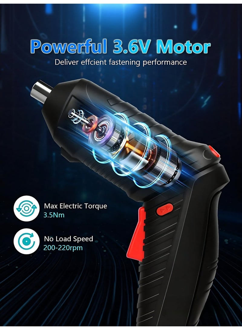 Cordless Electric Screwdriver Set 3.6V Rechargeable, 47PCS Power Screwdriver Kit with USB Charging, 3Nm Torque, Foldable Handle for Home DIY & Furniture Assembly - Image 2