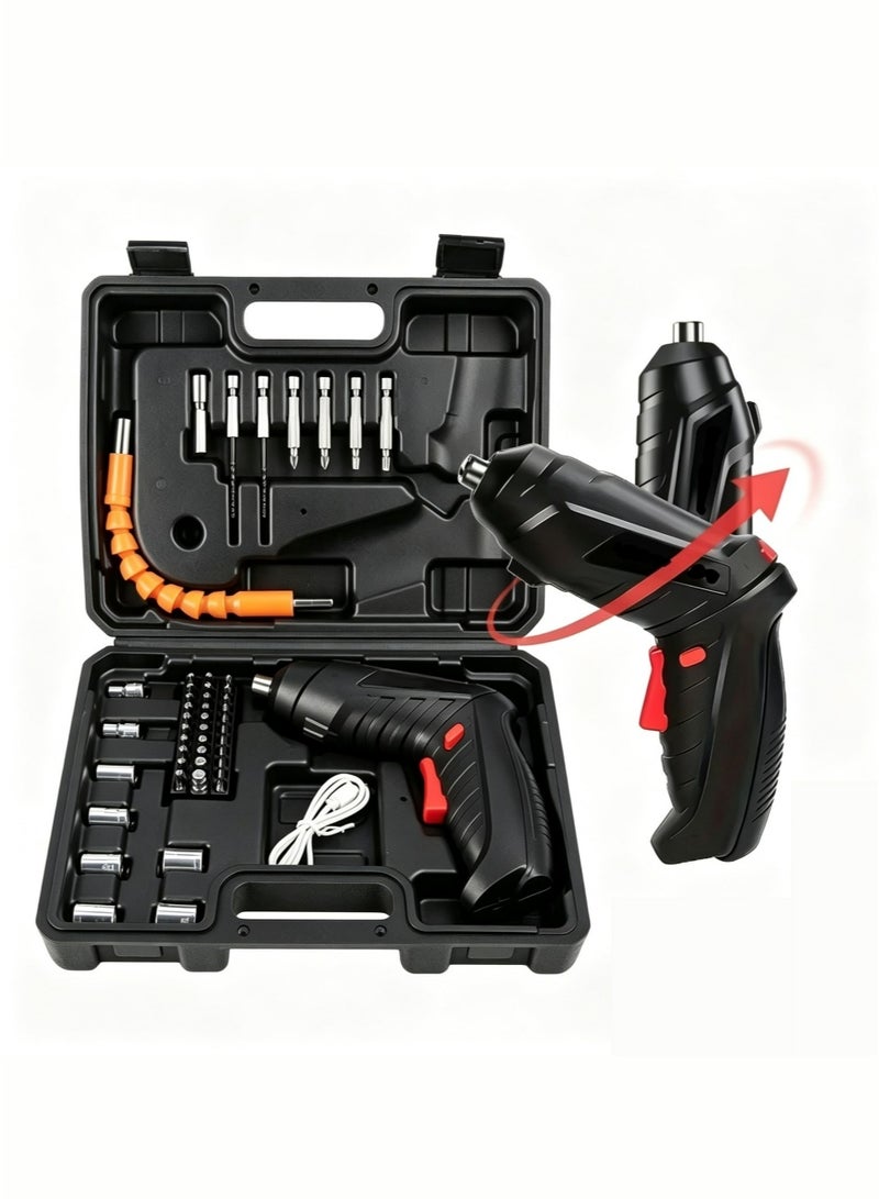 Cordless Electric Screwdriver Set 3.6V Rechargeable, 47PCS Power Screwdriver Kit with USB Charging, 3Nm Torque, Foldable Handle for Home DIY & Furniture Assembly - Image 1