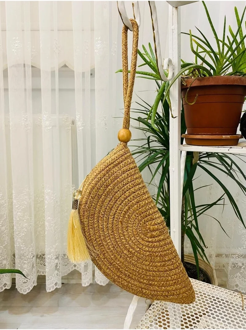 بدز ديري BDZ Leather Mini Gala' Mini Clutch Bag Jute Decorative Women's Bag, Bohemian Style Bag