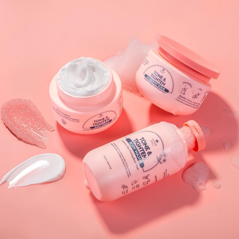 Nature Spell Tone Tighten Sugar Crystal Body Scrub 105 fl Oz Exfoliating Body Scrub Hyaluronic Acid Ginseng Extract Plant Collagen - Image 5