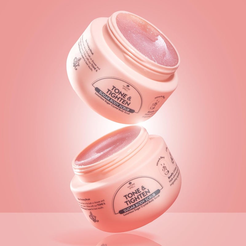 Nature Spell Tone Tighten Sugar Crystal Body Scrub 105 fl Oz Exfoliating Body Scrub Hyaluronic Acid Ginseng Extract Plant Collagen - Image 2