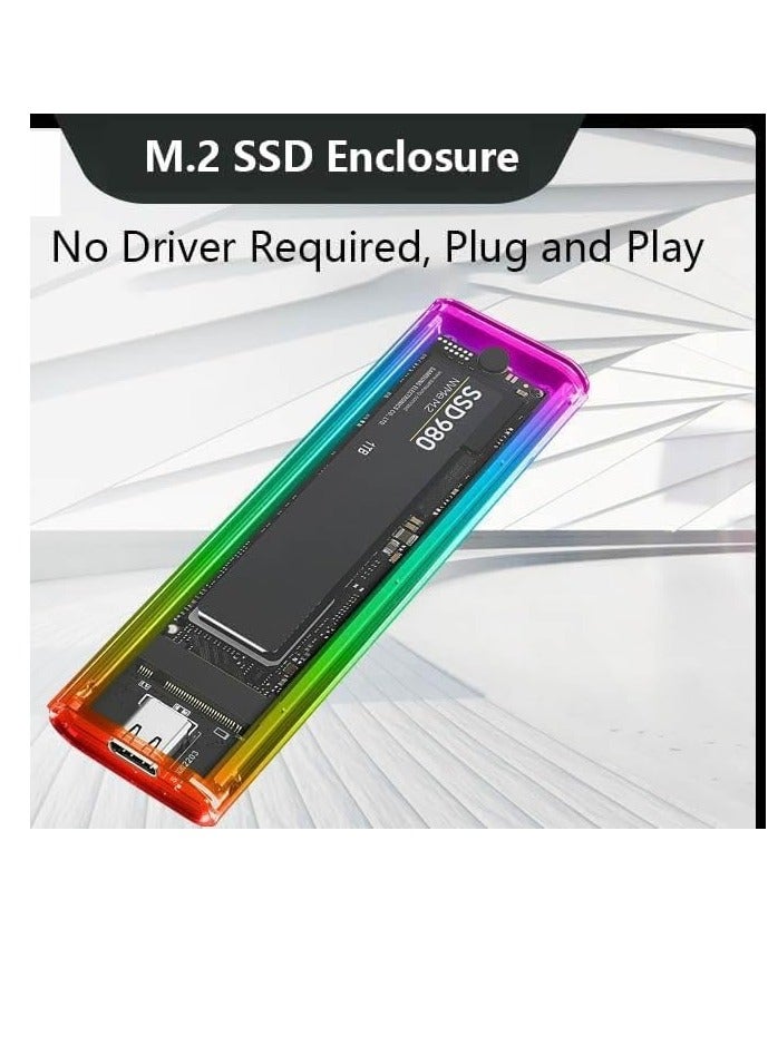 Compare M.2 SSD Enclosure NVMe to USB-C 3.1 Gen 2 Hard Drive External Transparent Enclosure with RGB LEDs for 2230 2240 2280 M2 Drives 10Gbps Data Transfer - Image 3