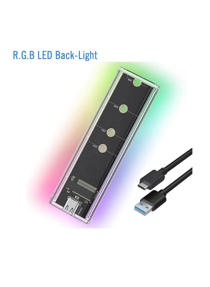 Compare M.2 SSD Enclosure NVMe to USB-C 3.1 Gen 2 Hard Drive External Transparent Enclosure with RGB LEDs for 2230 2240 2280 M2 Drives 10Gbps Data Transfer - Image 4