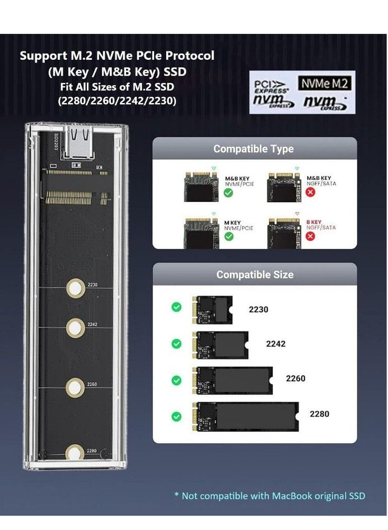 Compare M.2 SSD Enclosure NVMe to USB-C 3.1 Gen 2 Hard Drive External Transparent Enclosure with RGB LEDs for 2230 2240 2280 M2 Drives 10Gbps Data Transfer - Image 5