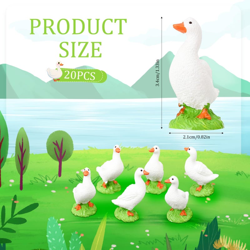 GGSTDDUP 20 Pcs Mini Resin Desk Goose Miniature Animal Figurines Cute Goose Fairy Garden Miniature Moss Landscape for DIY Cake Ornaments Crafts Moss Landscape Decoration - Image 2