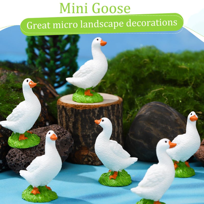 GGSTDDUP 20 Pcs Mini Resin Desk Goose Miniature Animal Figurines Cute Goose Fairy Garden Miniature Moss Landscape for DIY Cake Ornaments Crafts Moss Landscape Decoration - Image 4