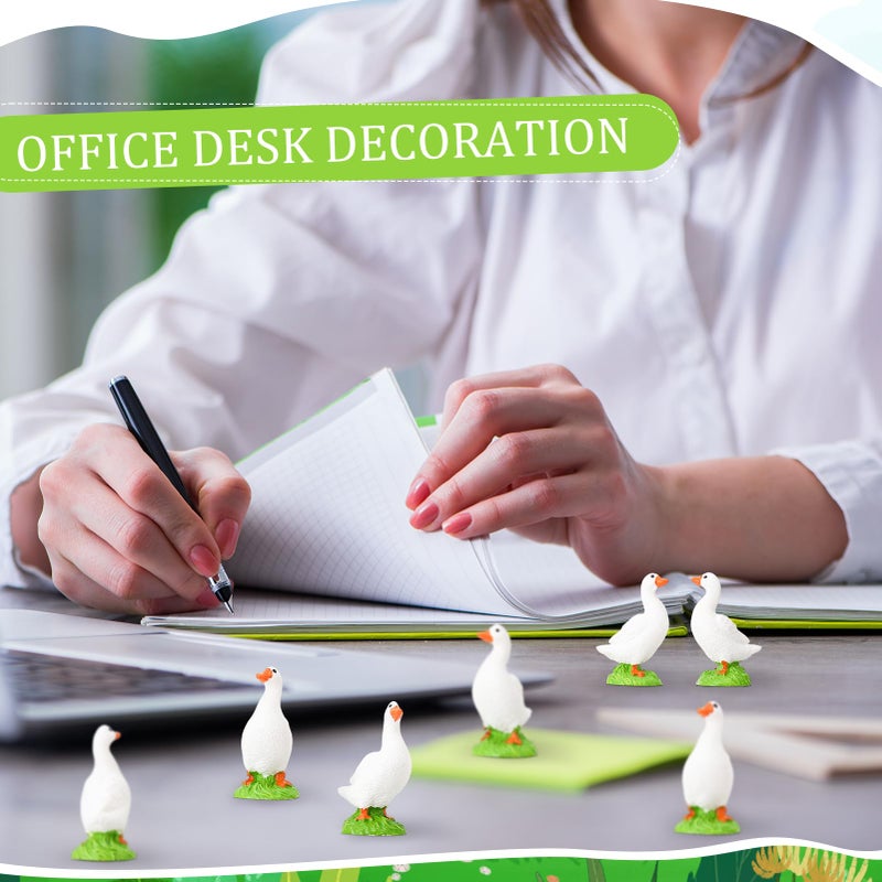 GGSTDDUP 20 Pcs Mini Resin Desk Goose Miniature Animal Figurines Cute Goose Fairy Garden Miniature Moss Landscape for DIY Cake Ornaments Crafts Moss Landscape Decoration - Image 3