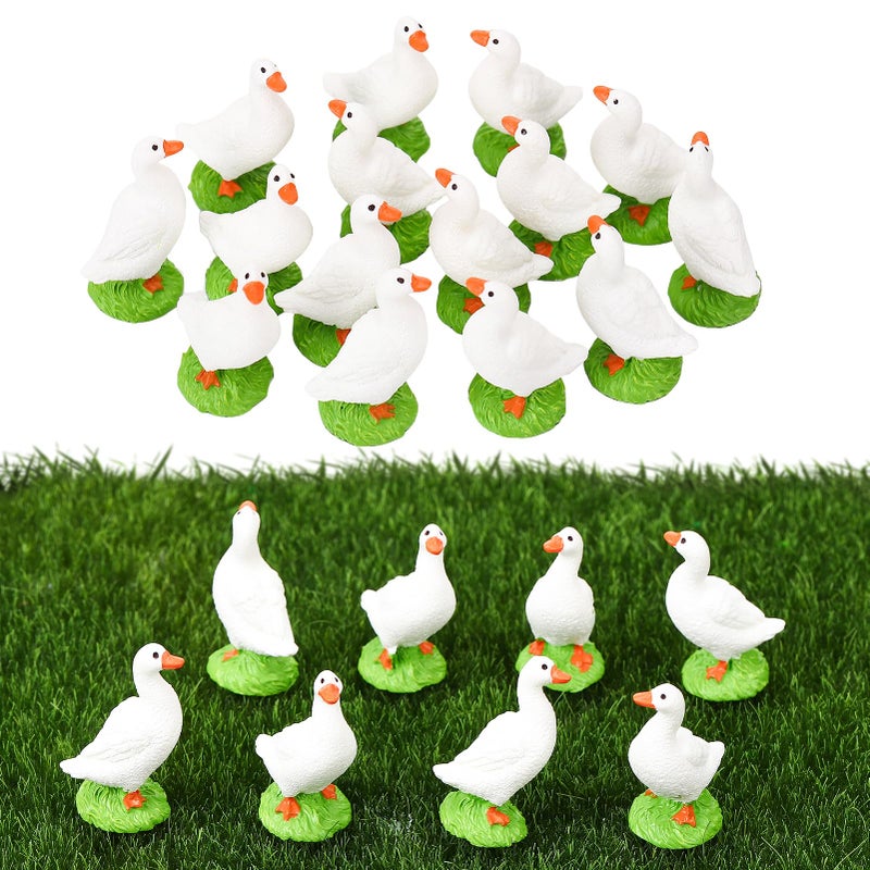 GGSTDDUP 20 Pcs Mini Resin Desk Goose Miniature Animal Figurines Cute Goose Fairy Garden Miniature Moss Landscape for DIY Cake Ornaments Crafts Moss Landscape Decoration - Image 1
