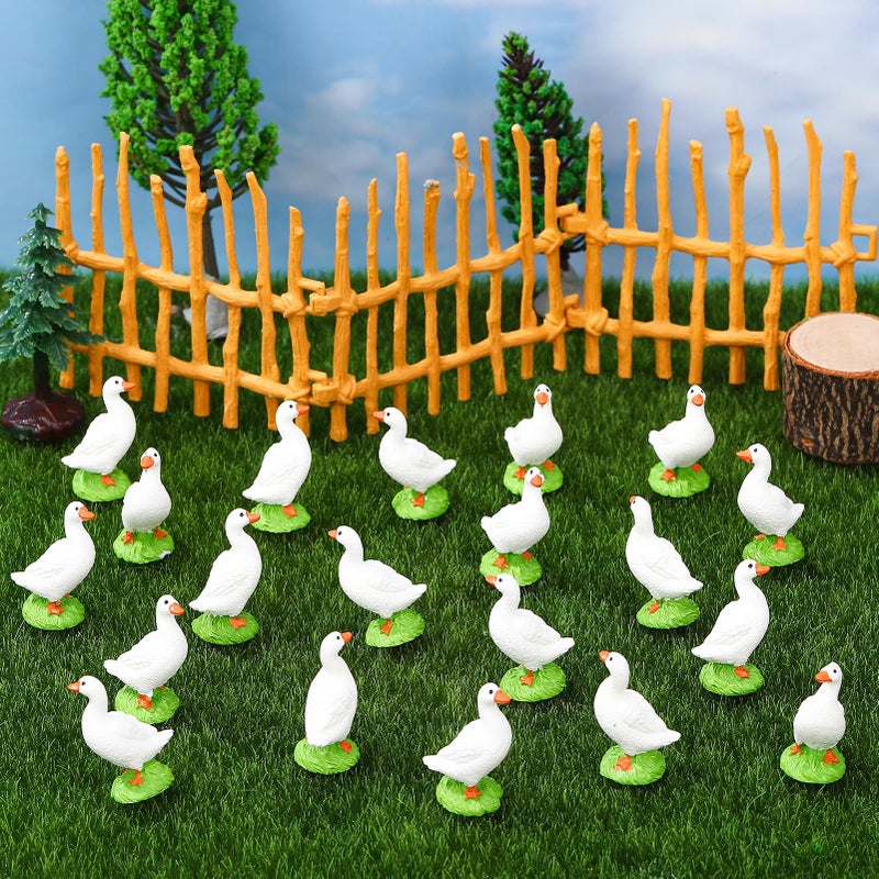 GGSTDDUP 20 Pcs Mini Resin Desk Goose Miniature Animal Figurines Cute Goose Fairy Garden Miniature Moss Landscape for DIY Cake Ornaments Crafts Moss Landscape Decoration - Image 5