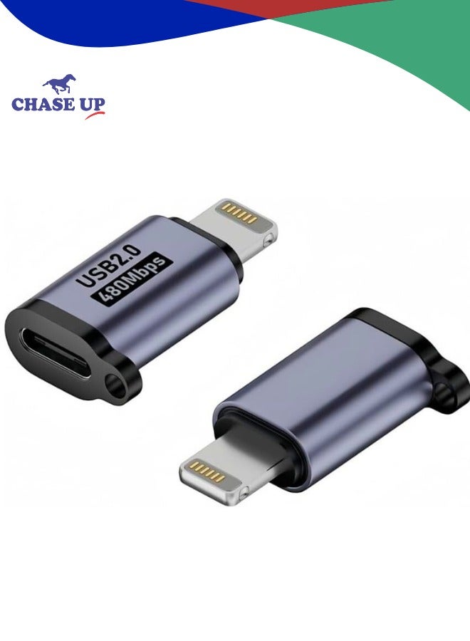 Chase Up [2 Pack] USB C Female to Lightning Male Adapter – 27W PD Fast Charging & Data Sync – Compatible with iOS Devices like iPhone, iPad, AirPods  - Image 1