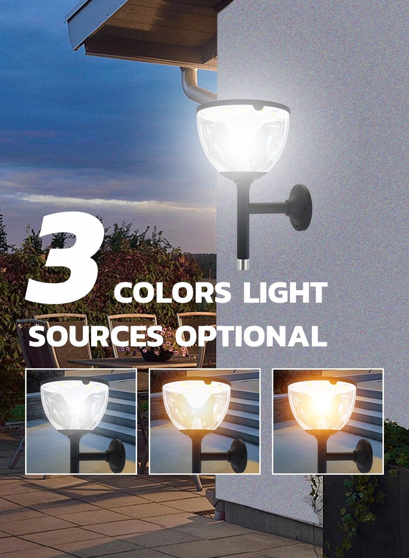 Vmax Modern Solar LED Wall Light – with 360° Coverage for Indoor & Outdoor Security – 20Cm Tall/19Cm Clear Dome – 3 Color Temperature Change – Warm/Natural/Cool White Light – For Home Office Garden - Image 1