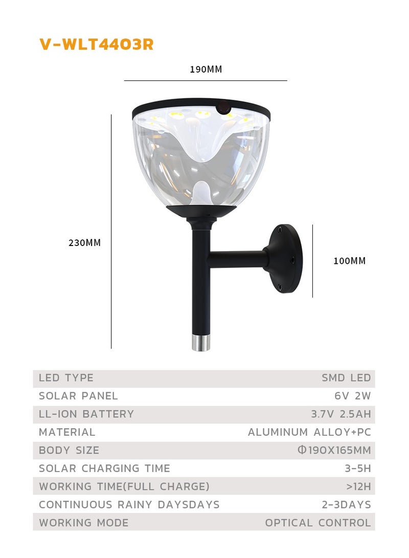 Vmax Modern Solar LED Wall Light – with 360° Coverage for Indoor & Outdoor Security – 20Cm Tall/19Cm Clear Dome – 3 Color Temperature Change – Warm/Natural/Cool White Light – For Home Office Garden - Image 4