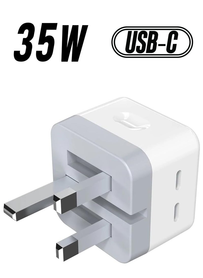 Raxoom "35W Dual USB-C Charger: Apple MFi Certified with 2M Type-C to Lightning Cable for Ultra-Fast iPhone Charging" - Image 1