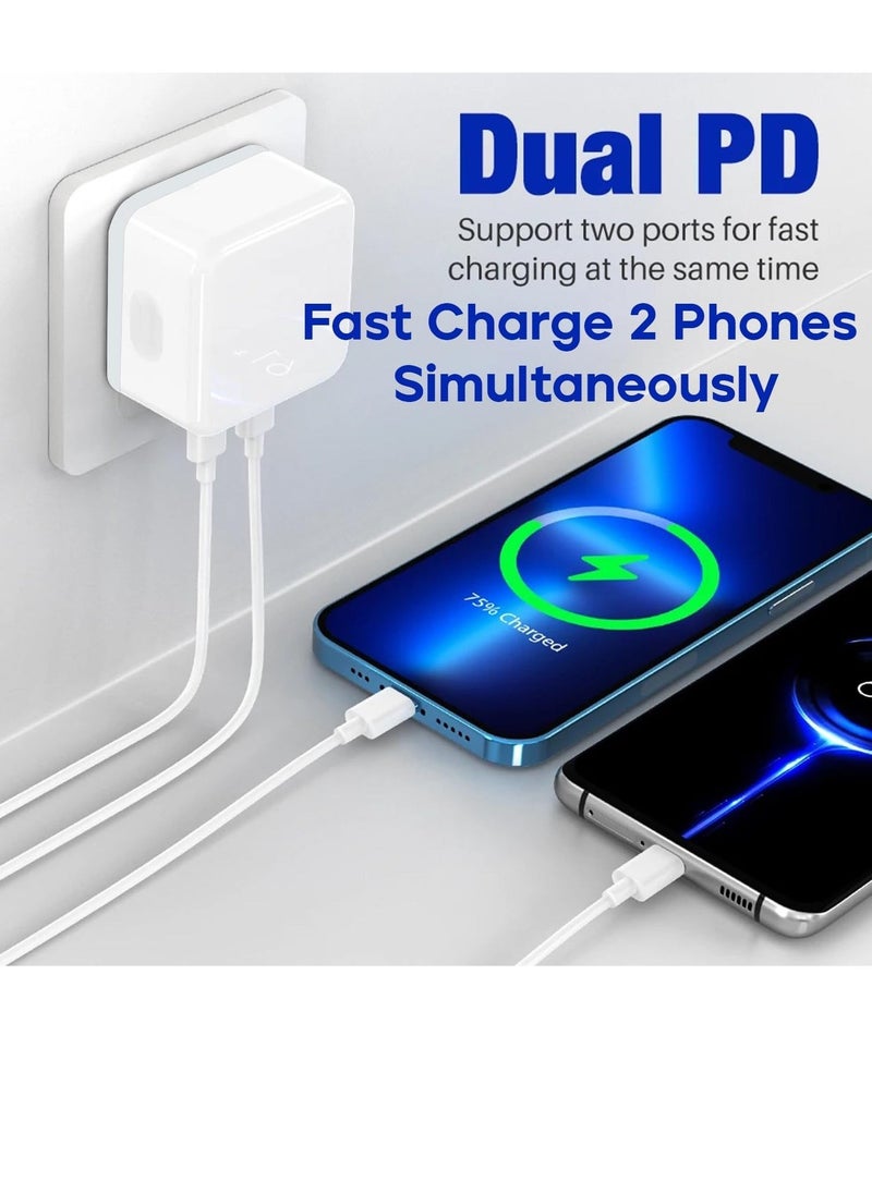 Raxoom "35W Dual USB-C Charger: Apple MFi Certified with 2M Type-C to Lightning Cable for Ultra-Fast iPhone Charging" - Image 2