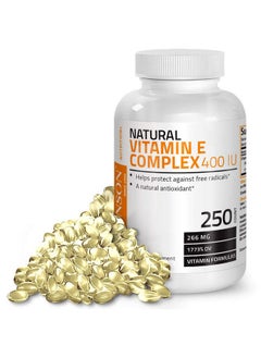 Bronson Natural Vitamin E Complex Supplement 400 IU 80% Dalpha Tocopherol Natural Antioxidant 250 Softgels  - Image 1