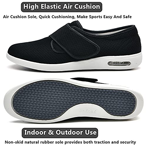 Orthoshoes Mens Wide Width Diabetic Shoes - Adjustable Closure Slip-On Sneakers for Swollen Feet - Lightweight Breathable Orthopedic Shoes for Diabetes, Edema, Plantar Fasciitis, Bunions & Arthritis Black - Image 4