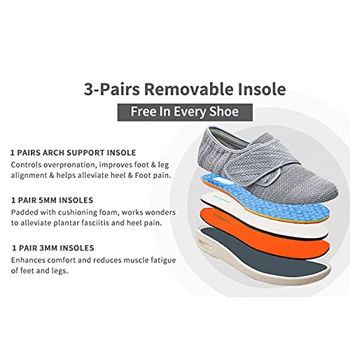 Orthoshoes Mens Wide Width Diabetic Shoes - Adjustable Closure Slip-On Sneakers for Swollen Feet - Lightweight Breathable Orthopedic Shoes for Diabetes, Edema, Plantar Fasciitis, Bunions & Arthritis Black - Image 5