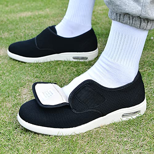 Orthoshoes Mens Wide Width Diabetic Shoes - Adjustable Closure Slip-On Sneakers for Swollen Feet - Lightweight Breathable Orthopedic Shoes for Diabetes, Edema, Plantar Fasciitis, Bunions & Arthritis Black - Image 3