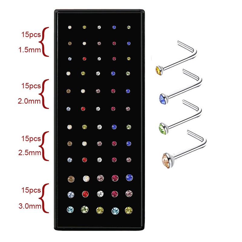 Boxed Stainless Steel Nose Nails 60 1.5/2.0/2.5/3.0Mm Straight Rod L Rod Nose Ring Puncture - Image 4