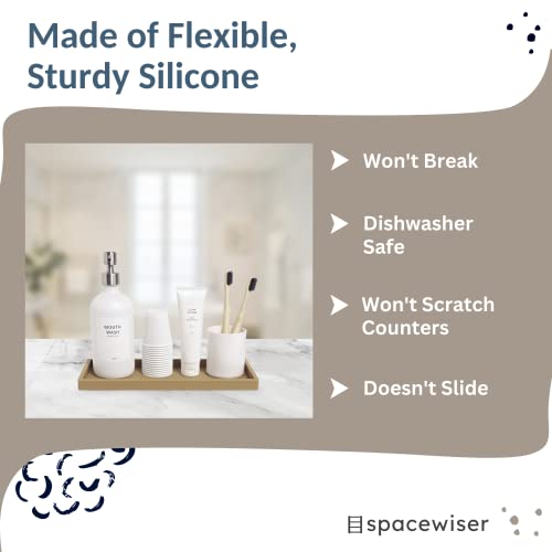 Spacewiser Countertop and Vanity Tray - 11.7" Silicone Bathroom Tray, Flexible Dish Soap Holder for Kitchen, Bathroom Counter Organizer, Shower Toilet Tank Trays Décor Accessories, Sink Makeup Mat Oil - Image 4