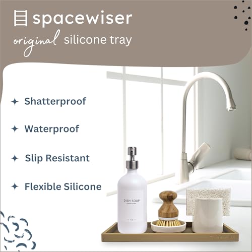 Spacewiser Countertop and Vanity Tray - 11.7" Silicone Bathroom Tray, Flexible Dish Soap Holder for Kitchen, Bathroom Counter Organizer, Shower Toilet Tank Trays Décor Accessories, Sink Makeup Mat Oil - Image 2
